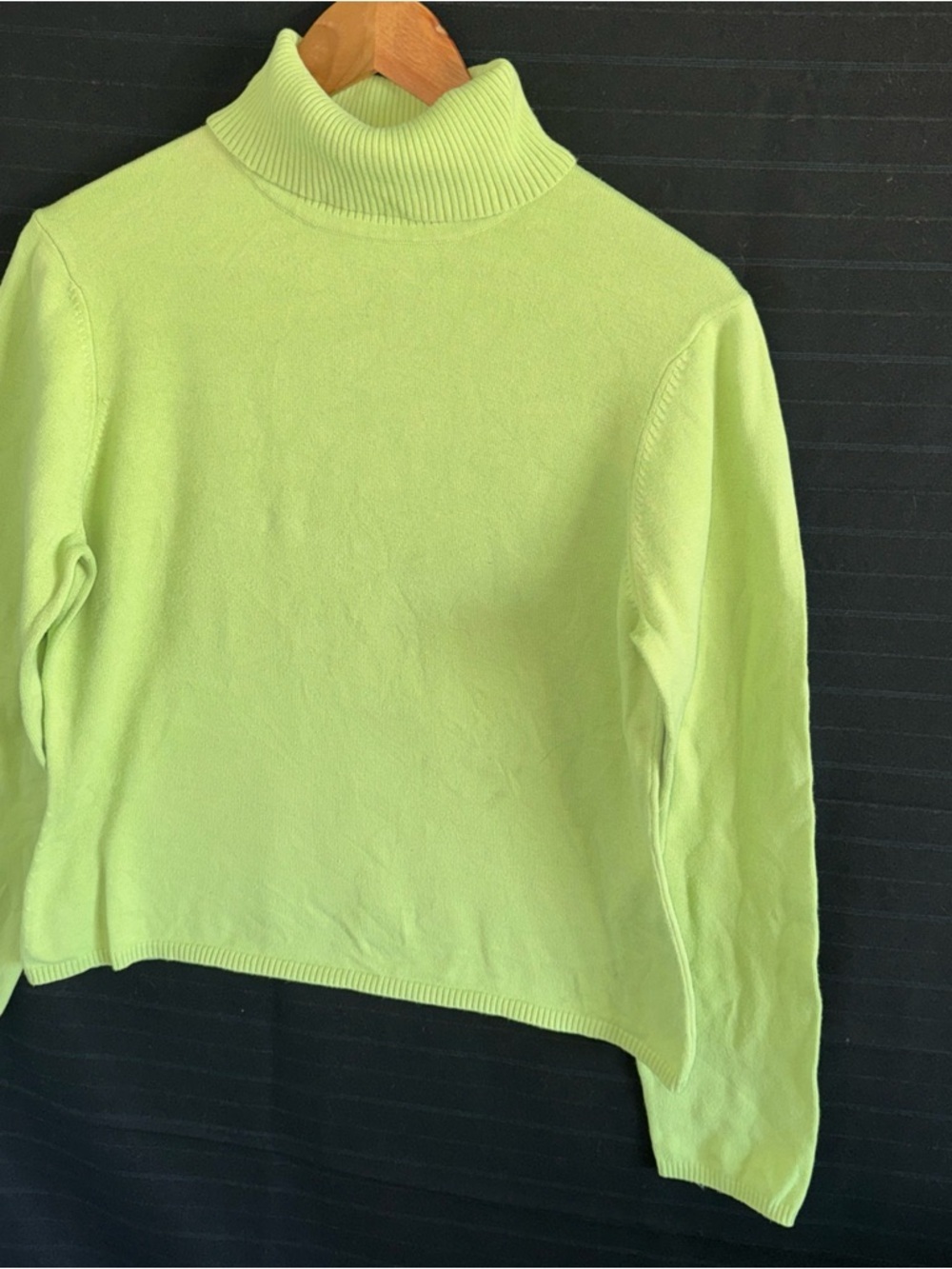 Talbots Sweater Womens Large Green Cotton Blend Turtleneck Pullover Long Sleeve - Picture 2 of 9